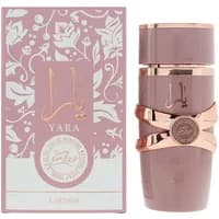 Lattafa Yara Elixir Eau De Parfum 100ml, pink bottle with gold accents, floral design box.