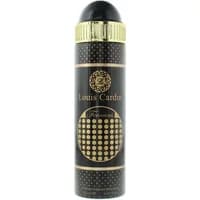 Black and gold Louis Cardin Ferocious Deodorant Spray 200ml with dotted pattern and gold cap.