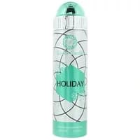 Louis Cardin Holiday deodorant spray, silver can with green geometric design and matching green cap, 200ml.