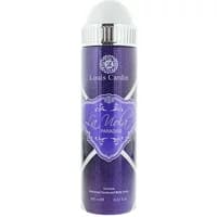 Purple Louis Cardin La Viola Paradise Femme deodorant spray, silver cap, ornate lavender label, 200ml.