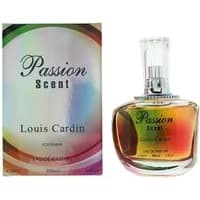 Louis Cardin Passion Scent Eau De Parfum 100ml, iridescent bottle with silver cap, matching colorful box.