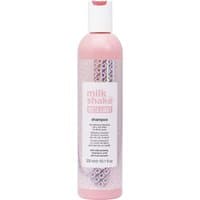 Pink bottle of milk_shake INSTA.LIGHT Shampoo 300ml with white cap and geometric pattern.
