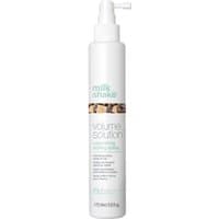White milk_shake Volume Solution Styling Spray bottle, 175ml, with green logo and floral design near the base.