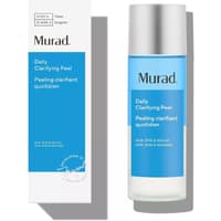 Murad Retinoid Clarifying Peel 95ml in a blue and white bottle with silver cap, next to matching box packaging.