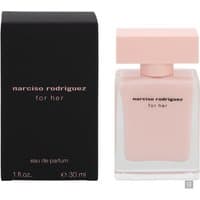 Pink Narciso Rodriguez For Her Eau de Parfum 30ml bottle with black box, minimalist design.