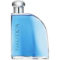 Blue Nautica Blue Eau De Toilette 100ml bottle with silver cap and curved design.