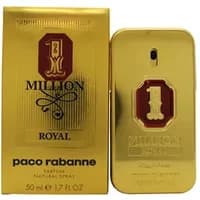 Gold Paco Rabanne 1 Million Royal Eau De Parfum 50ml bottle with red emblem and matching gold box.