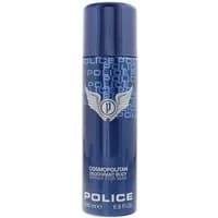 Navy blue Police Cosmopolitan deodorant spray with silver logo and text, 200ml bottle.