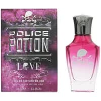 Police Potion Love Eau De Parfum 30ml, pink gradient bottle with silver cap, skull design, purple box with silver text.