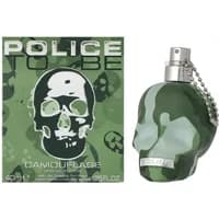 Camouflage skull-shaped Police To Be Eau De Toilette 40ml with green and black pattern, silver spray nozzle.