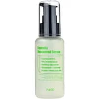 Purito Wonder Releaf Centella Serum, 60ml clear bottle with black pump, green text label detailing ingredients.