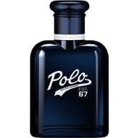 Dark blue Ralph Lauren Polo 67 Eau De Toilette bottle with silver cap and white logo.