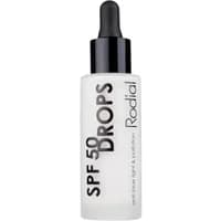 Rodial SPF 50 Drops in frosted glass bottle with black dropper and bold black text.