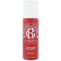 Red Roger & Gallet Jean Marie Farina deodorant spray, 150ml, with white cap and elegant logo design.