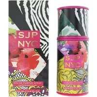 Colorful SJP NYC Eau De Parfum 100ml with vibrant floral and zebra print packaging, pink accents, and bold lettering.