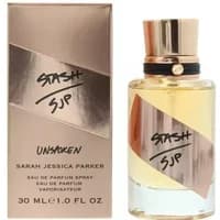 Sarah Jessica Parker Stash Unspoken Eau De Parfum 30ml, gold cap, clear bottle, beige box with black text.