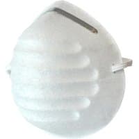 White moulded disposable comfort mask with metal nose strip and elastic straps, from Scan, box of 50, non-PPE.