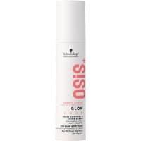 White Schwarzkopf OSiS+ Glow serum bottle with pink text, black logo, and 50ml size.