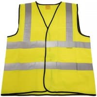Yellow Sealey hi-vis waistcoat with silver reflective stripes and black trim, size X-Large.
