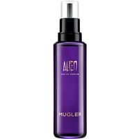 Purple Thierry Mugler Alien Eau de Parfum Spray Refill 100ml with black cap and gold lettering.