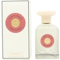 Tory Burch Cosmic Wood Eau De Parfum 90ml, clear glass bottle with pink cap and matching box with pink and gold logo.