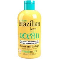 Yellow Treaclemoon Brazilian Love Shower Gel 500 ml bottle with turquoise cap and colorful text.