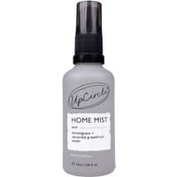 Gray UpCircle Home Mist bottle with black spray nozzle, labeled "Lemongrass + Upcycled Grapefruit Water 50ml".