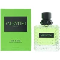 Valentino Donna Born In Roma Green Stravaganza perfume, 100ml, in a studded glass bottle with a green label and black cap.