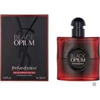 YSL Black Opium Over Red Eau de Parfum, 50ml, red glass bottle with black cap, black and red packaging box.