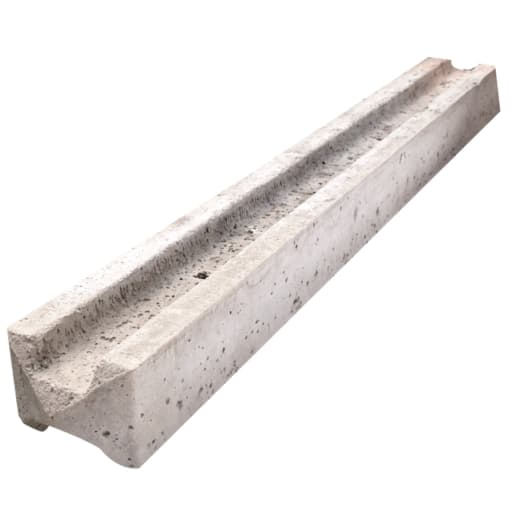 Supreme Concrete intermediate slotted fence post in grey concrete, measuring 2440mm x 109mm x 94mm, featuring a slotted design for easy fence installation.