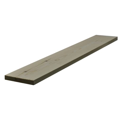 Light-colored, planed redwood board measuring 25mm x 150mm with a finished size of 20.5mm x 144mm, featuring a smooth square edge and natural wood grain.