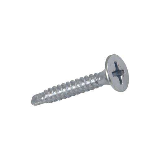 50mm bright zinc plated drywall screw with a self-drilling tip and a cross-shaped drive, shown individually against a plain background.