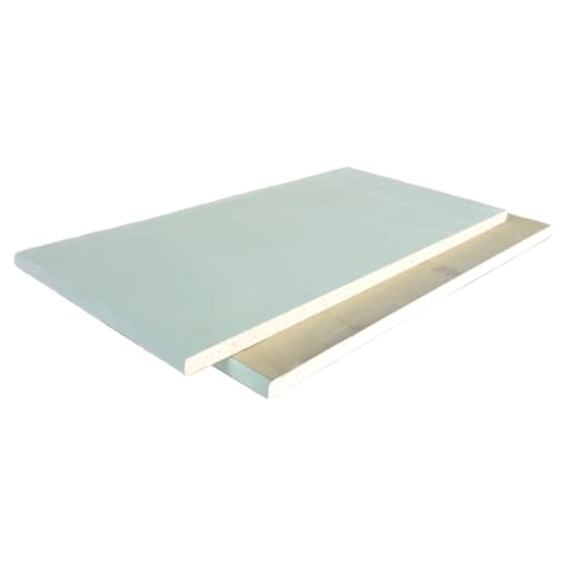 Gyproc SoundBloc in light green with tapered edges, measuring 3000mm x 1200mm x 15mm, designed for sound insulation, featuring a smooth surface and sturdy gypsum material.