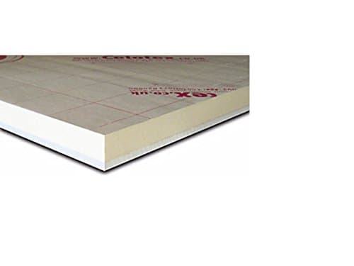 Celotex PIR thermal laminated insulation board in white and light yellow, measuring 2400mm x 1200mm x 40mm, featuring a smooth surface and printed branding.