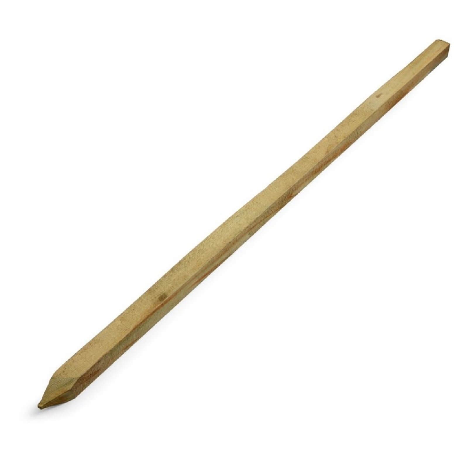 Wooden tree stake, 150cm long, featuring a pointed end for easy insertion into the ground, with a natural wood finish and smooth texture.