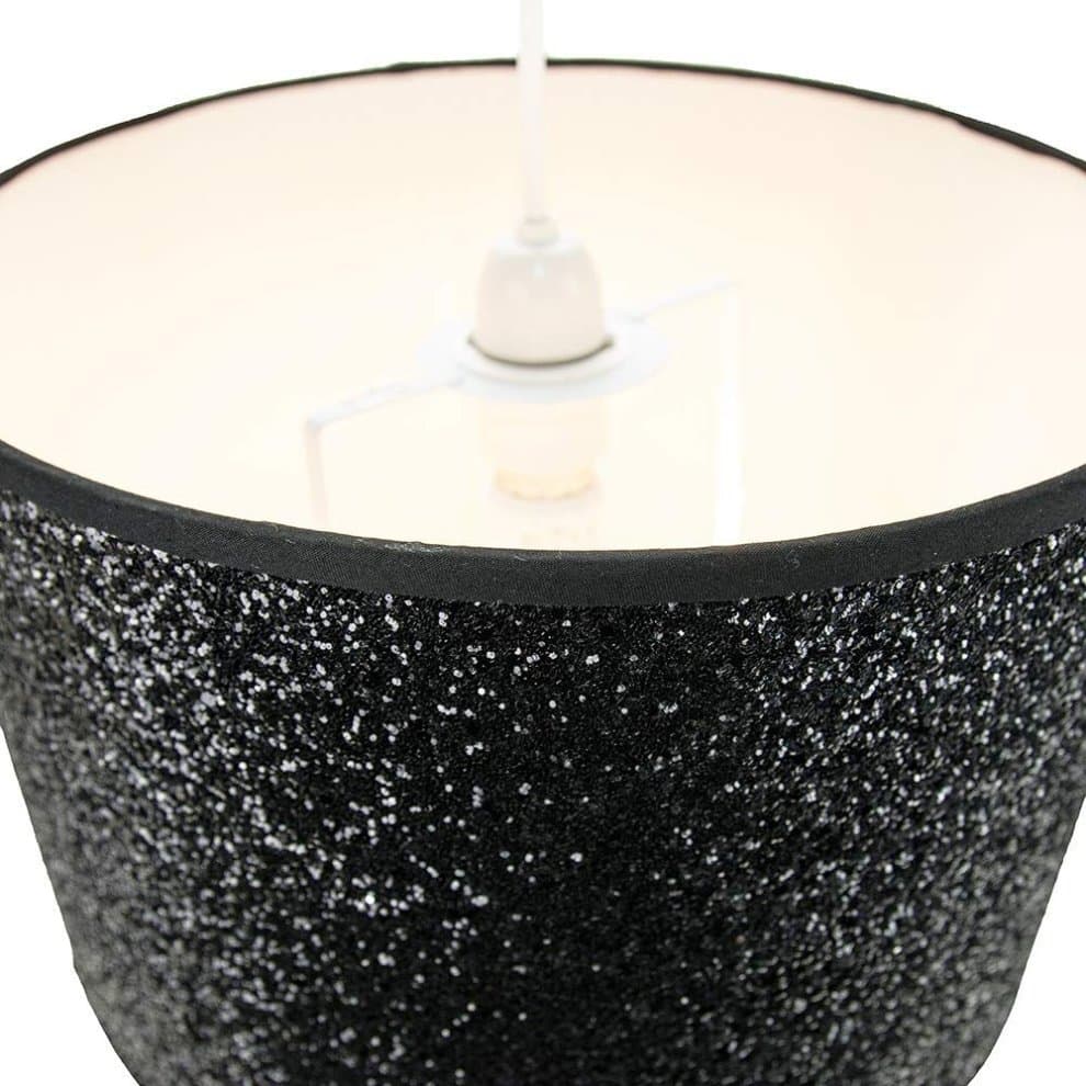 Happy Homewares Black Glitter Fabric Ceiling Pendant Shade - image 3