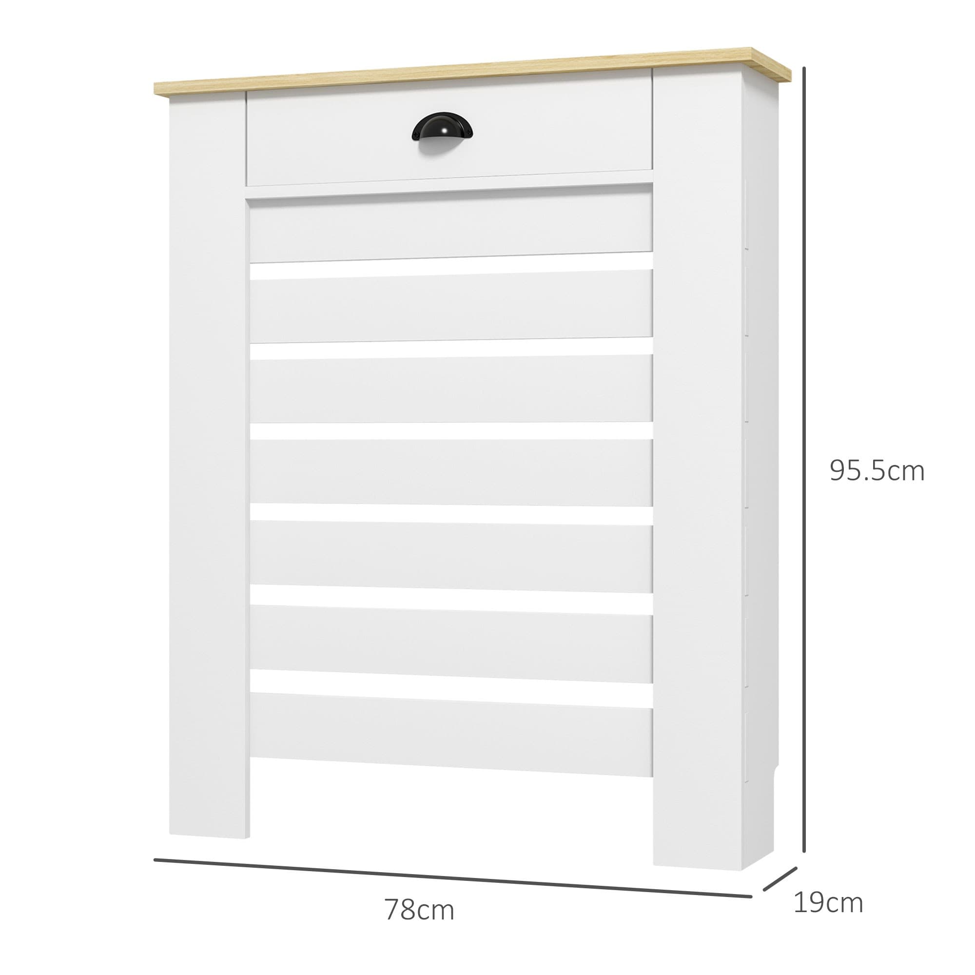 HOMCOM 95.5H x 78Wcm Radiator Cover, with Drawer - White - image 3