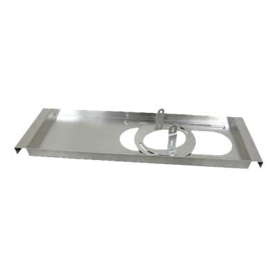 Stainless steel mounting kit featuring a rectangular base with two circular cutouts and a securing strap, designed for durable installation.