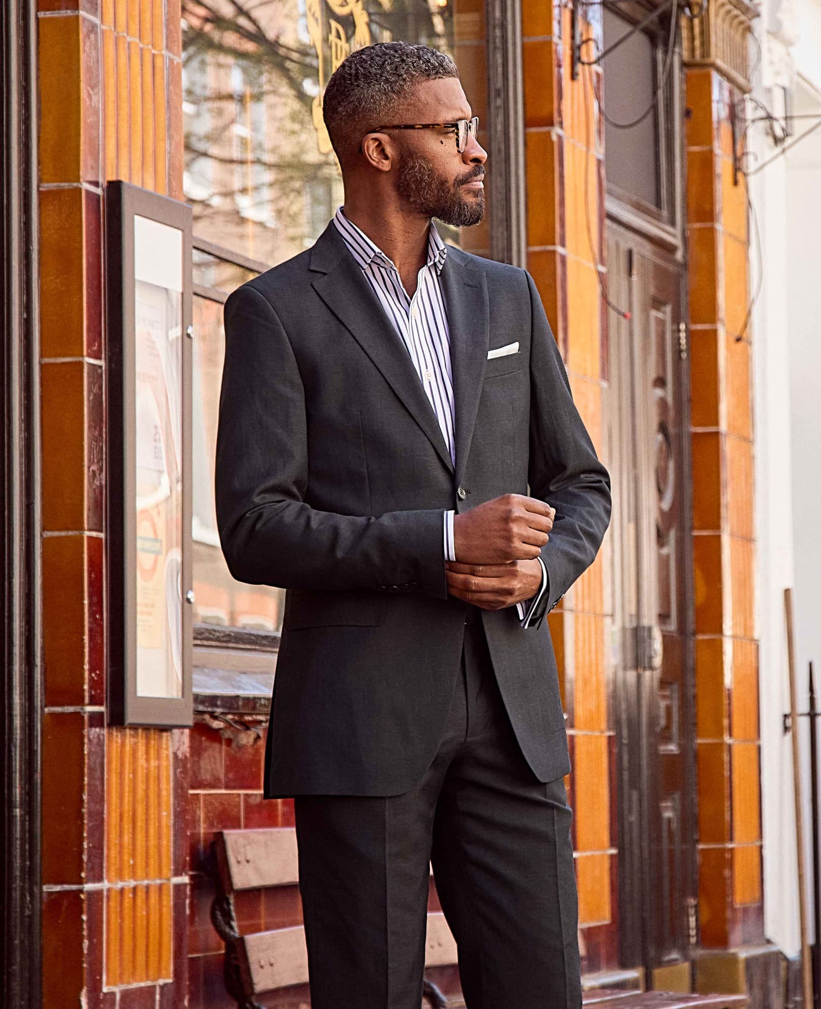Men's Navy Wool Linen Blend Suit Jacket - Size: 48" x Long - Savile Row Company - image 4