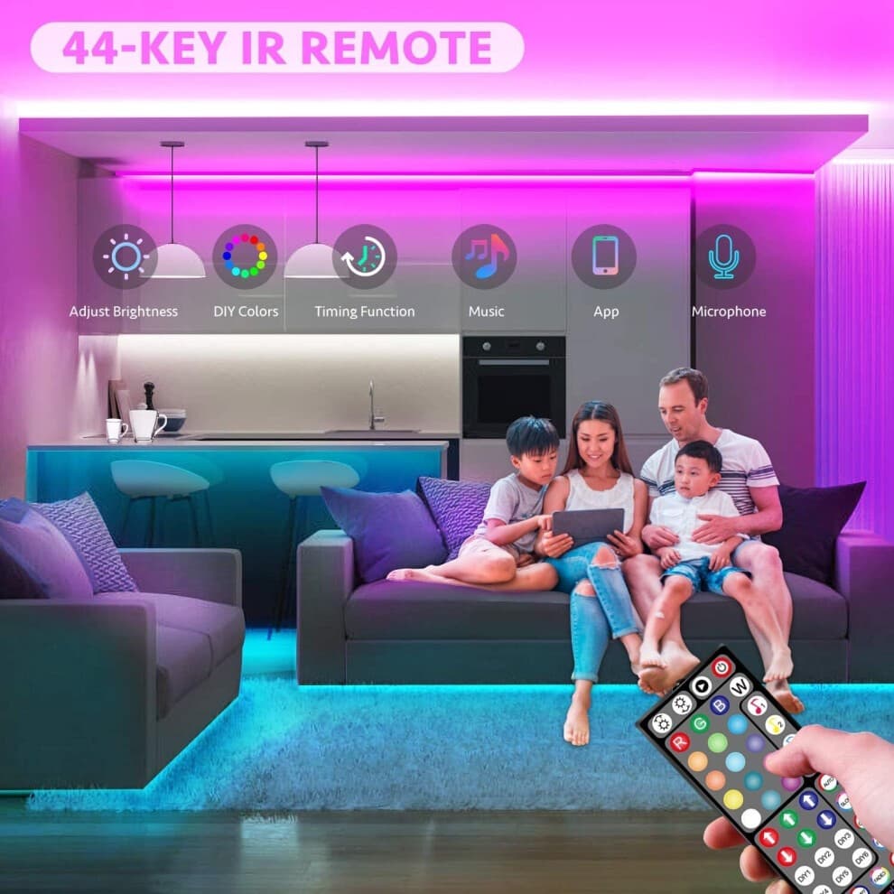 Mexllex LED Strip Lights 10M (1X10M) APP Control Colour Changing LED Lights with Remote, Music Sync Built-in Mic, SMD RGB Light Strips RGB LED Strip, Led Lights for Bedroom Home Decoration - image 3