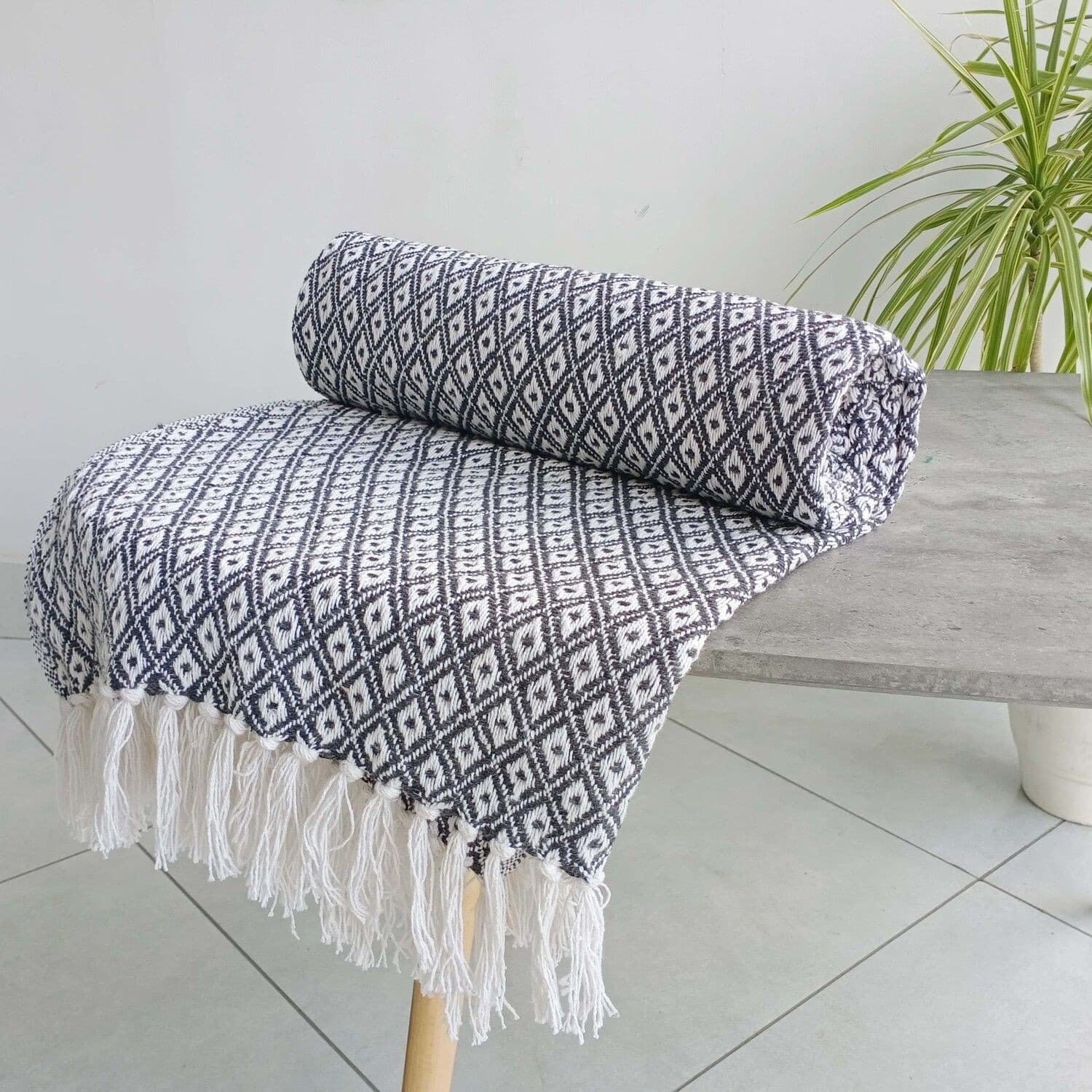 Rapport Home Grey Eden Recycled Cotton Geometric Throw 254 x 254cm - image 2
