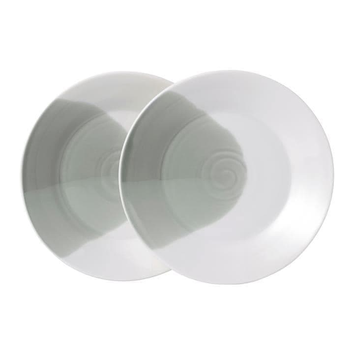 Set of two Royal Doulton Signature 1815 green tapas plates featuring a glossy finish with a subtle spiral design and a soft green hue blending into white.