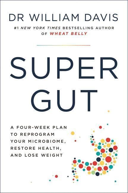 Book cover featuring the title "SUPER GUT" in bold black letters, with a colorful dot pattern below and the subtitle in smaller text, all on a white background.