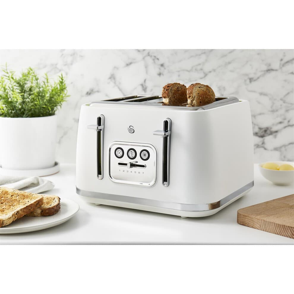 Swan Serenity EEJB271 White Matt Finish with Chrome Trim 4 Slice Toaster and Kettle Set 1.7L - image 2