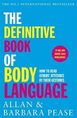 Bright blue book cover featuring bold yellow and white text, titled "The Definitive Book of Body Language," with authors Allan Pease and Barbara Pease listed below.