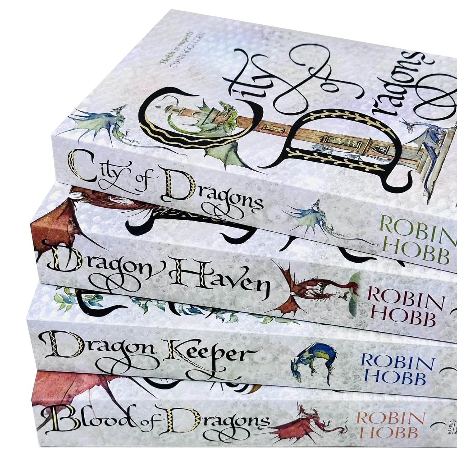 The Rain Wilds Chronicles 4 Book Set Robin Hobb Dragon Keeper Blood of Dragons Dragon Haven City of Dragons - image 4