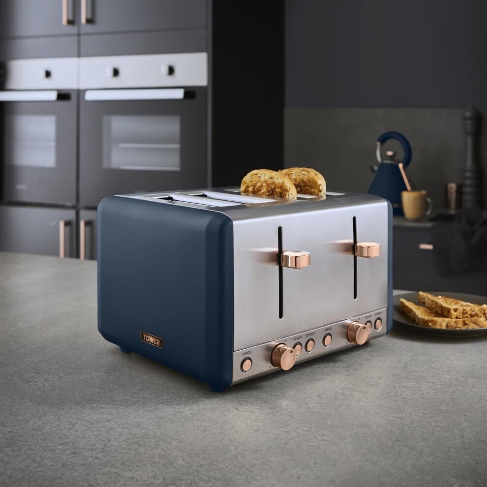 Tower Cavaletto EEJB225 Blue 4 Slice Toaster with 1.7L Kettle Set - image 2