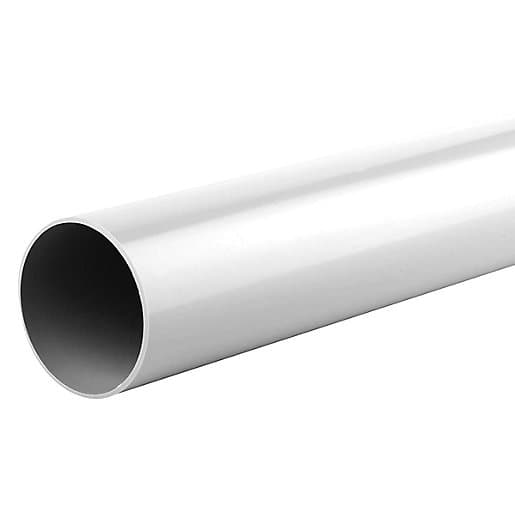 Wavin Osma RoundLine pipe in white, 68mm diameter, 5.5m long, featuring a smooth, glossy plastic surface designed for drainage applications.