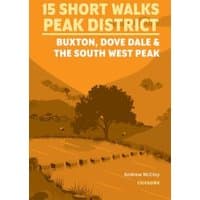 Orange cover book "15 Short Walks Peak District" with landscape illustration.