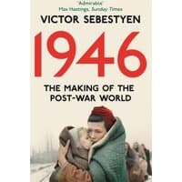 Book cover of "1946" by Victor Sebestyen, featuring a couple embracing against a blurred crowd background.